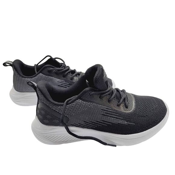 Breathable Black Mesh Lace-Up Running Shoes For boys With Lightweight size 4 - Picture 3 of 11